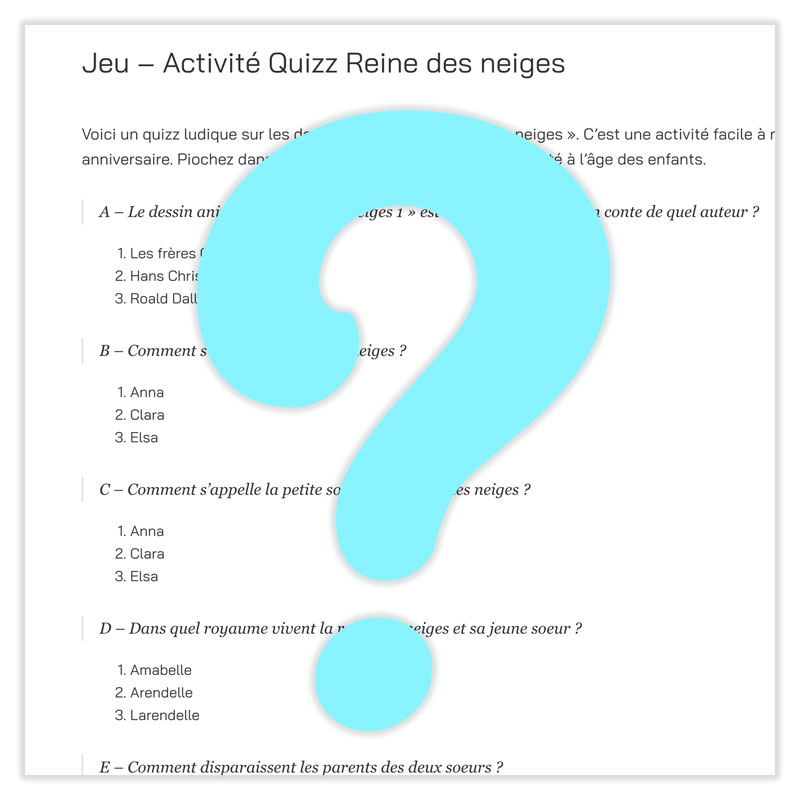 Quizz Sur Le Dessin Anime Pour Animer Un Anniversaire Reine Des Neiges