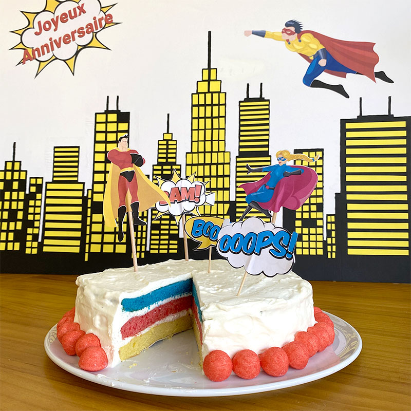 Décoration gâteau super héros pour un anniversaire Istres Bouches