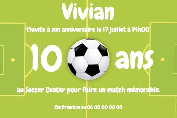 Invitation d'anniversaire Football gratuit à imprimer