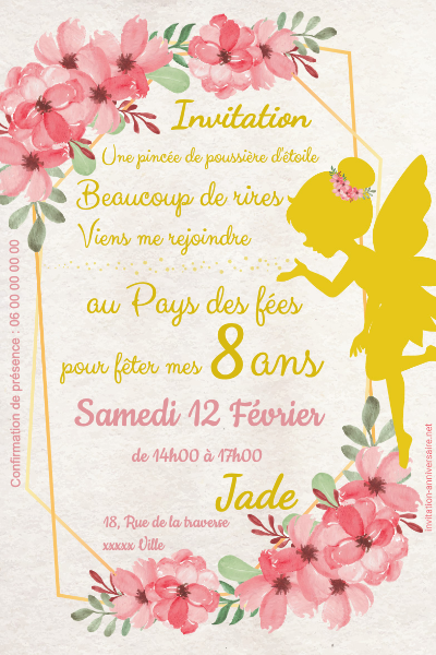 Invitation Anniversaire Etoile Rose