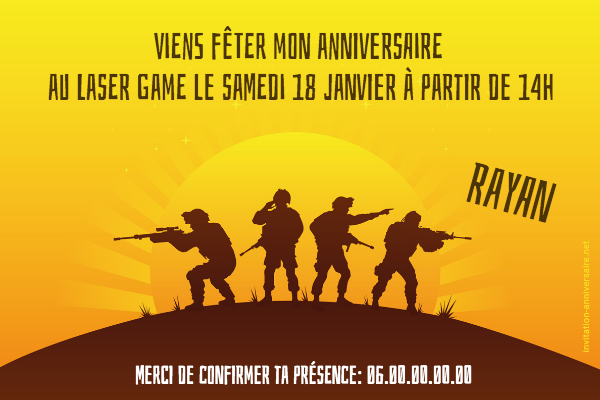 Invitation Anniversaire Laser Game