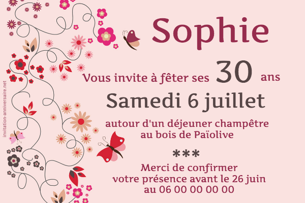 Invitation Anniversaire 40 ans : 67 modèles personnalisables