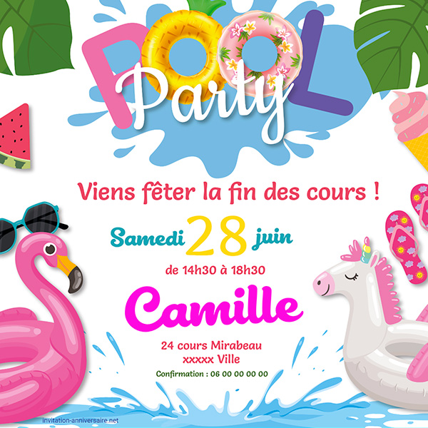 Pool party licorne et flamand rose