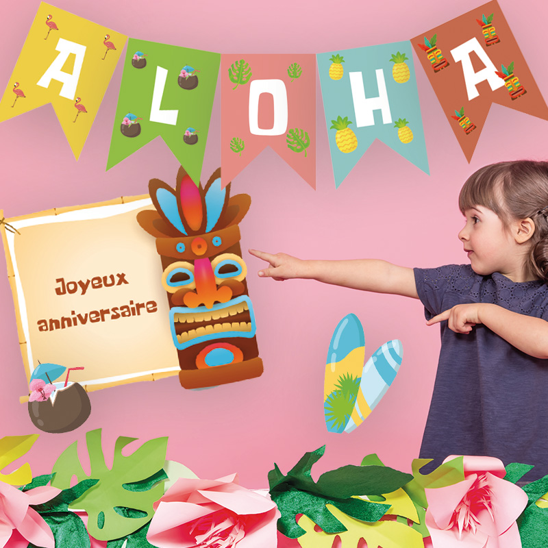 Kit decoration anniversaire tropical fille