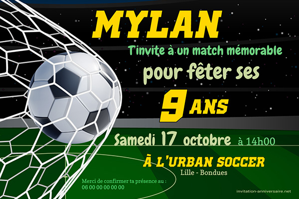 Invitation anniversaire Football photo 